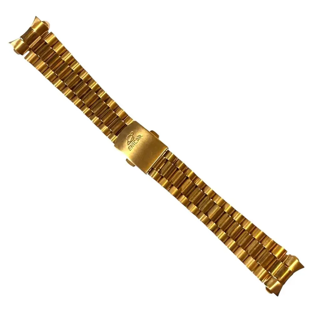 Vintage ENICAR Gold Tone Watch Band / Bracelet President Style Saturn Clasp